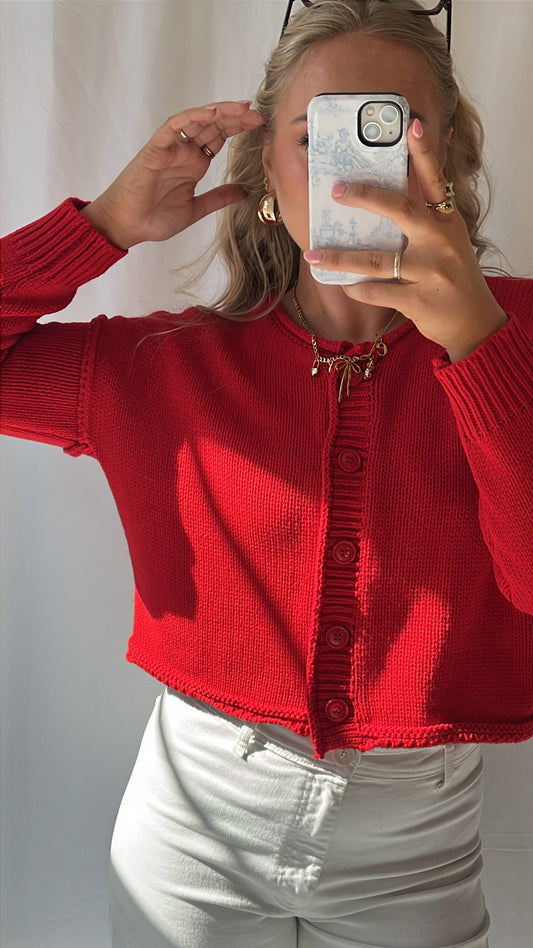 Scarlet Button Cardigan